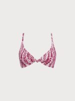 Wine Red Geometric Textured Knot Bikini Top - Image 6