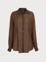 Brown Lyocell Cover Up Shirt - Image 6