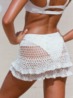 White Crochet Layered Cover-Up Skirt - Image 2