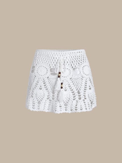 White Crochet Cover-Up Skirt