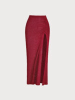Wine Red Textured Cover-Up Skirt - Image 6