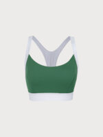 Green Contrast U Neck Sports Bra -Light Support - Image 8
