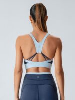 Navy Contrast U Neck Sports Bra - Light Support - Image 7