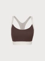 Coffee Contrast U Neck Sports Bra - Light Support - Image 5