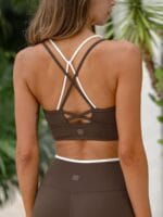 Coffee Contrast X Cross Sports Bra - Image 2