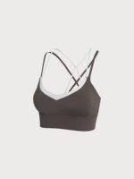 Dark Coffee Contrast X Cross Sports Bra - Image 6