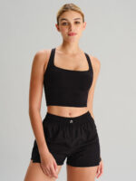 Black Strappy Open-Back Sports Bra - Image 5