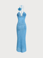 Blue Crocheted Flower Cover-up Dress - Image 6