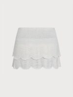 White Double-Layer Crochet Cover-Up Skirt - Image 7