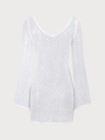 White Crochet Mesh Skirt Blouse - Image 7