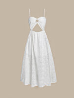 White Hollow Out Cotton Beach Dress - Image 6