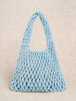 Light Blue Cotton Rope Crocheted Handbag - Image 4