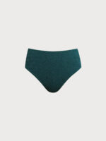 Dark Green Textured High-Waisted Surf Bottom