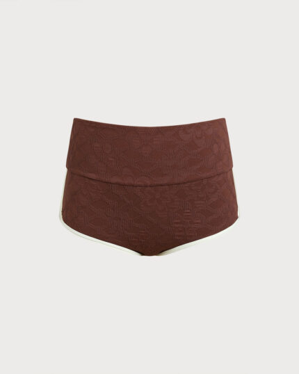 Dark Coffee Waistband Full-Coverage Surf Bottom