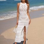 White Lace Slit Cover-Up Dress