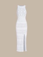 White Lace Slit Cover-Up Dress - Image 6