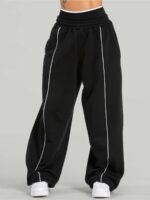 Black Side Pockets Cotton Pants - Image 3