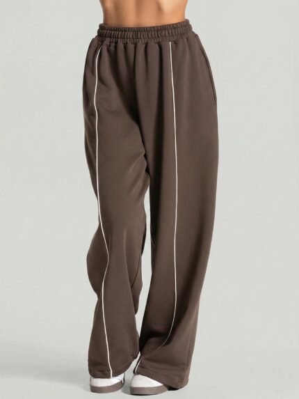 Dark Coffee Side Pockets Cotton Pants