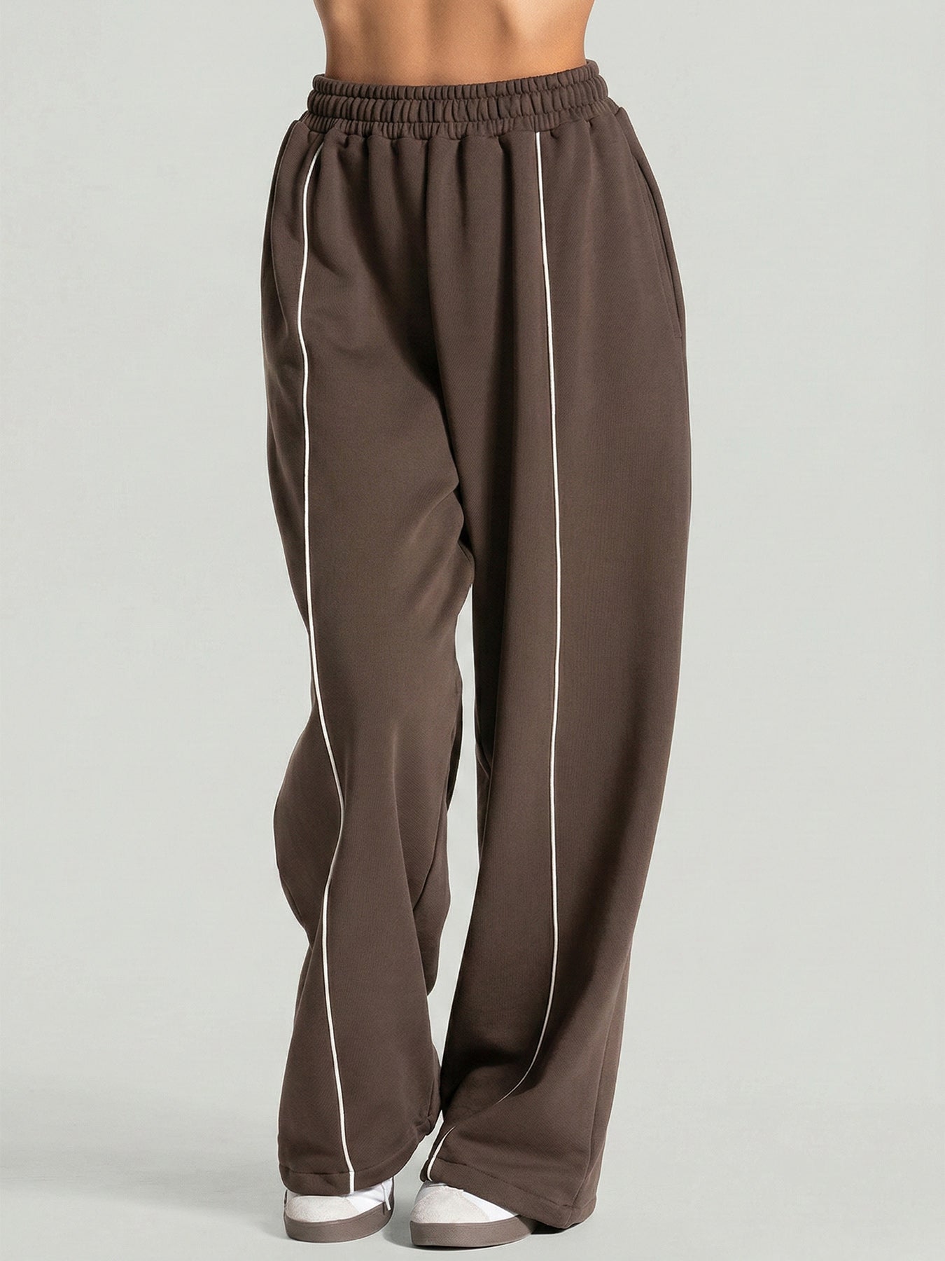 women_s-knitted-cotton-pants-dark_coffee-sustainable-yoga_bottoms-ck9we2 Dark Coffee Side Pockets Cotton Pants - Image 1