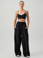 Black Side Pockets Cotton Pants