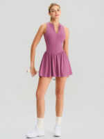Purple Front Zip Line Sport Dress - Image 5