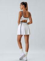White Contrast Trim Tennis Dress - Image 3