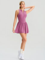 Purple Front Zip Line Sport Dress - Image 4