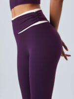 Purple Contrast High Waisted Leggings 24" - Image 2