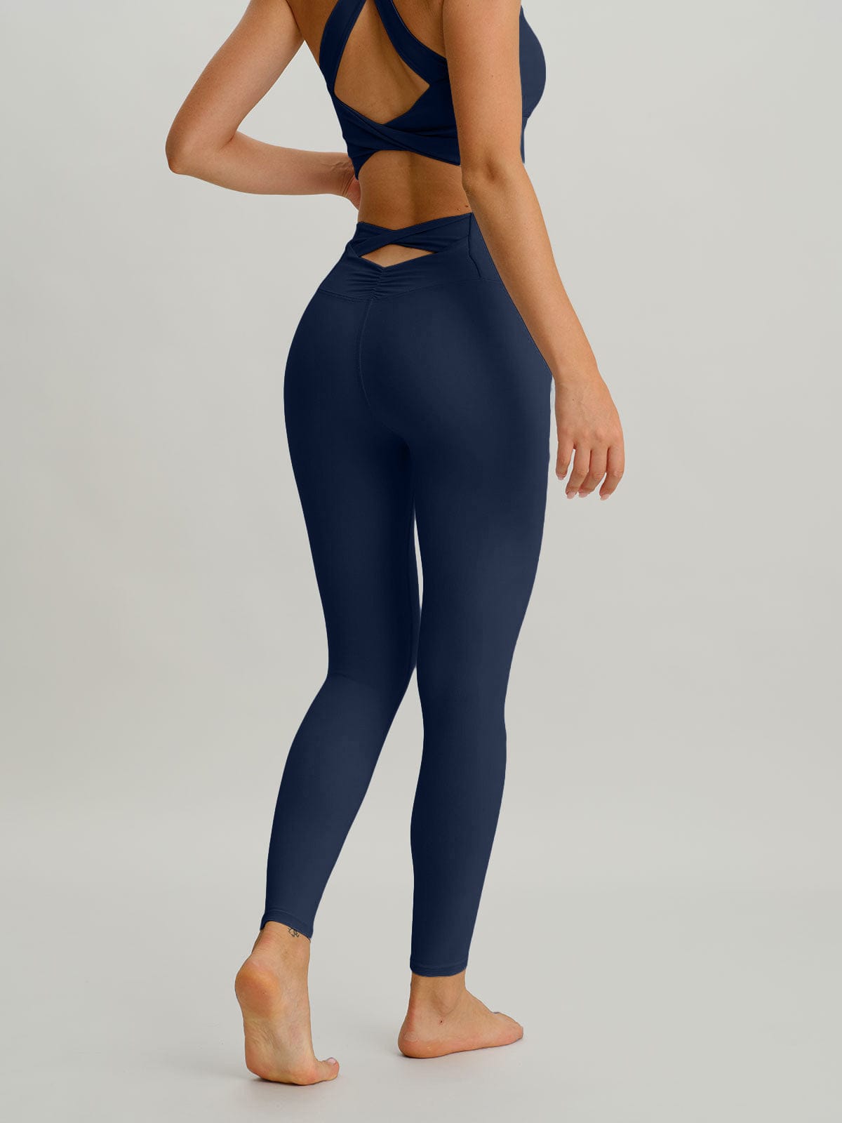women_s-knitted-nylon-leggings-sustainable-yoga_bottoms-96wszw Navy Cut Out Leggings 24" - Image 1
