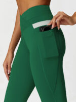 Green High Waisted Pockets Leggings 26" - Image 3