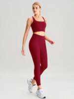 Wine Red Cut Out Leggings 24" - Image 3