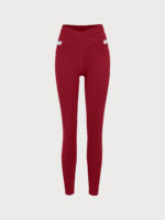 Wine Red High Waisted Pockets Leggings 26" - Image 8
