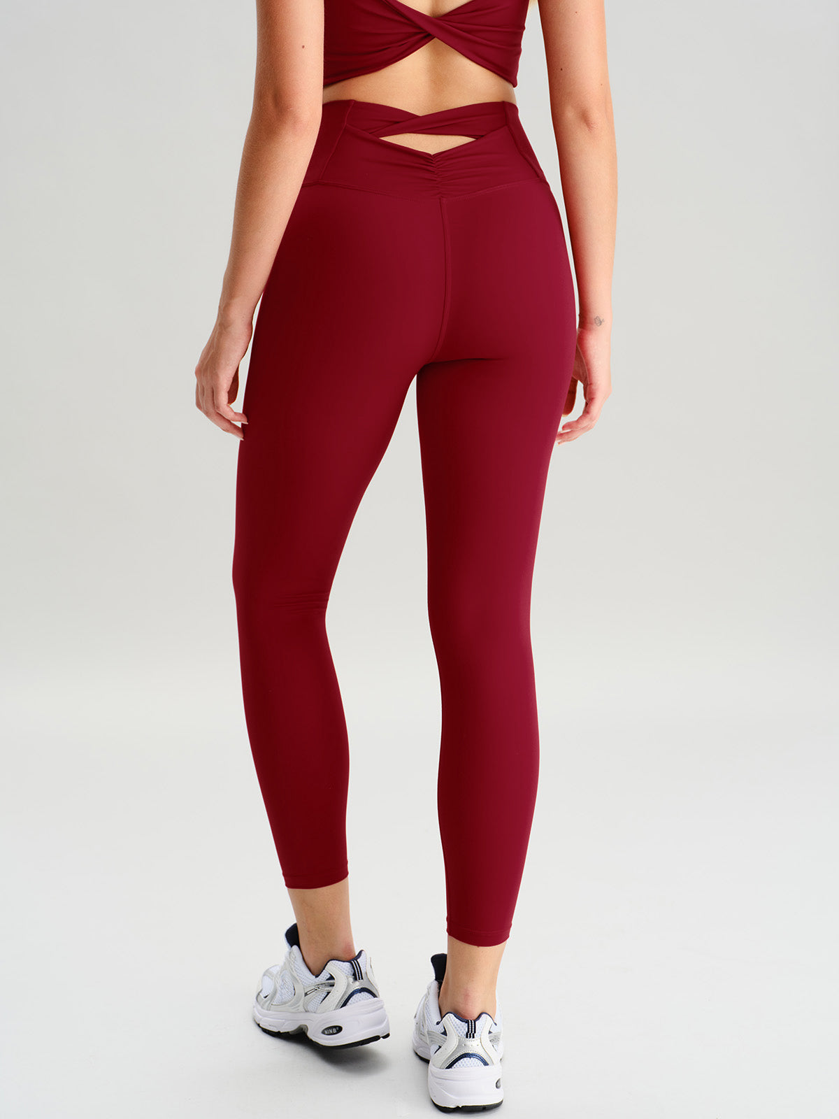 women_s-knitted-nylon-leggings-wine_red-sustainable-yoga_bottoms-l0poxk Wine Red Cut Out Leggings 24" - Image 1