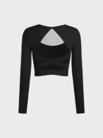 Black Cross Mesh Back Long Sleeve Top--Light Support - Image 6
