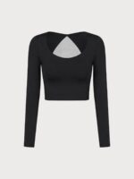 Black Cross Mesh Back Long Sleeve Top--Light Support - Image 7