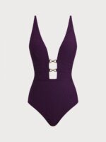 Purple Triangle X Cross One-Piece Swimsuit - Image 6