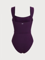 Purple Detachable Belt One-Piece Swimsuit - Image 7