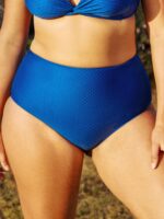 Blue Jacquard Plus Size Bikini Bottom