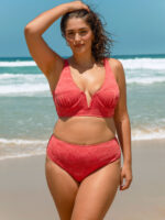 Jacquard V Notch Plus Size Bikini Top - Image 4