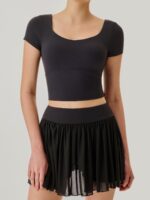 Black Mesh Short Sleeve Top--Light Support - Image 2