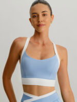 Light Blue Contrast U Neck Sports Bra - Light Support - Image 6