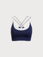 Navy Contrast Strappy Cutout Sports Bra - Image 8