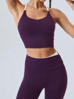 Purple Halter Sports Bra - Light Support - Image 3