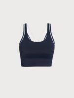 Navy Blue Trim Racerback Sports Bra - Image 6