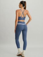 Blue Contrast V Neck Sports Bra- Light Support - Image 5