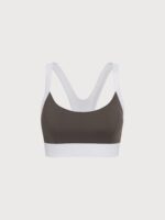 Dark Coffee Contrast U Neck Sports Bra - Light Support - Image 9