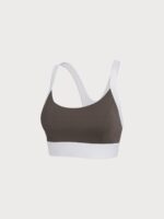 Dark Coffee Contrast U Neck Sports Bra - Light Support - Image 10