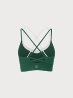 Green Contrast V Neck Sports Bra- Light Support - Image 11