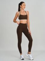 Coffee Contrast X Cross Sports Bra - Light Support - Image 4