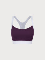 Purple Contrast U Neck Sports Bra - Light Support - Image 8